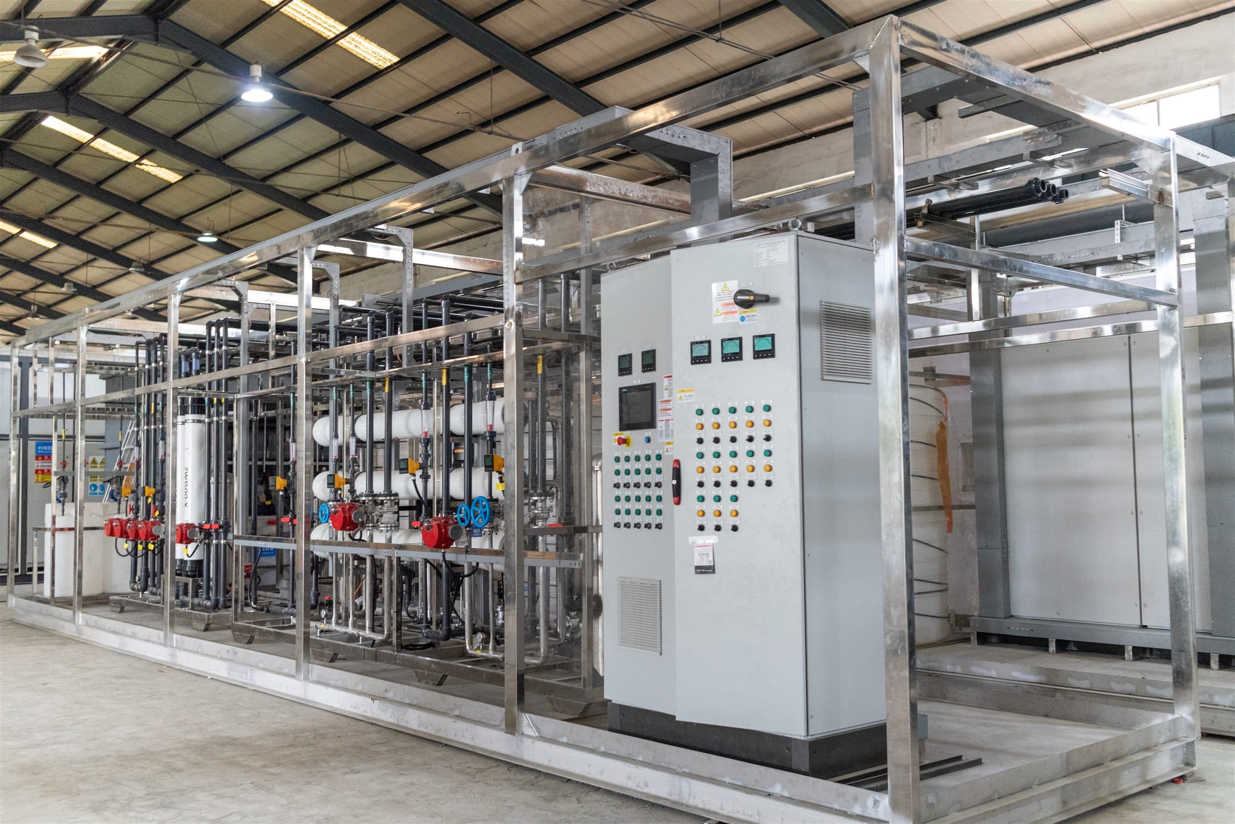 Industrial RO treatment system manufacturing floor